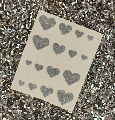 Silver glitter hearts