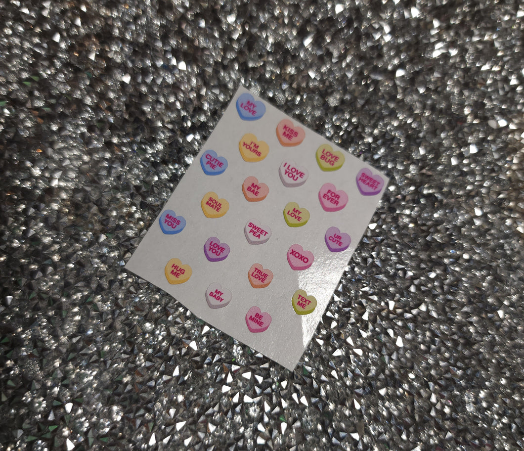 Full color sticker conversation hearts